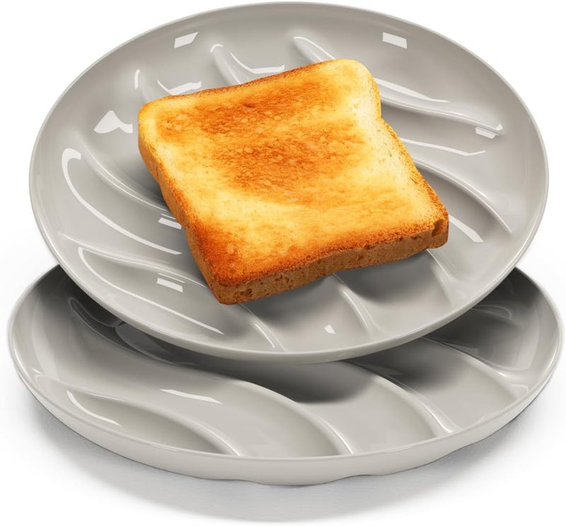 Ever Toast . Toast and sandwich dinner plates. Reusable, unbreakable. Works for: Appetizers, pastries, pizza, tacos, grilled cheese. 8.5 inch. Set 2pcs - Image 1